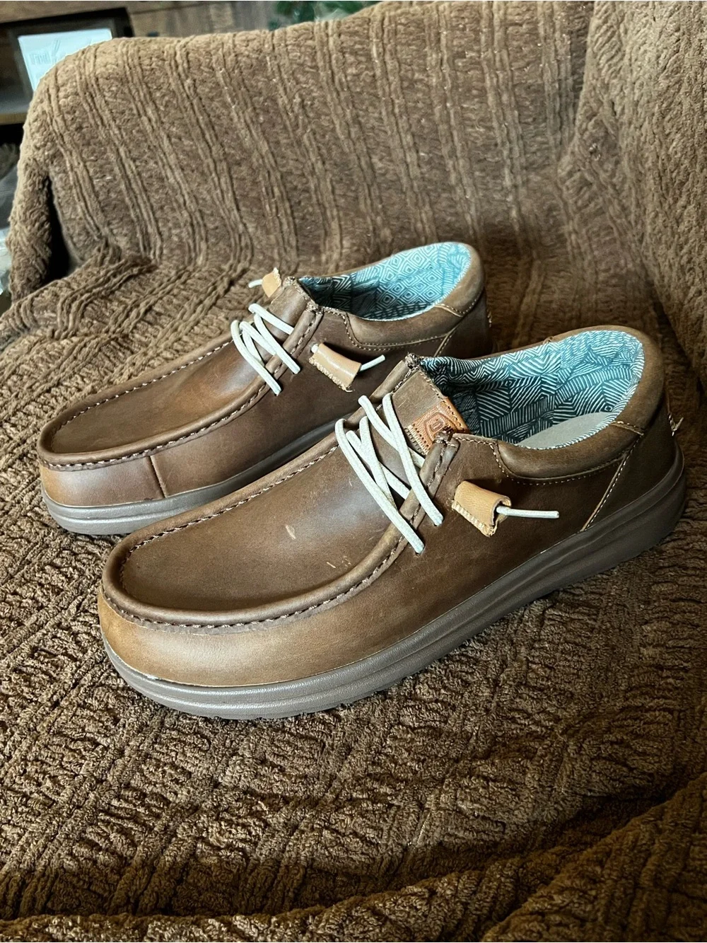 Hey Dude Men's Brown Leather Casual Shoes